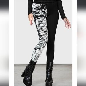 Killstar Black and White Graphic Leggings